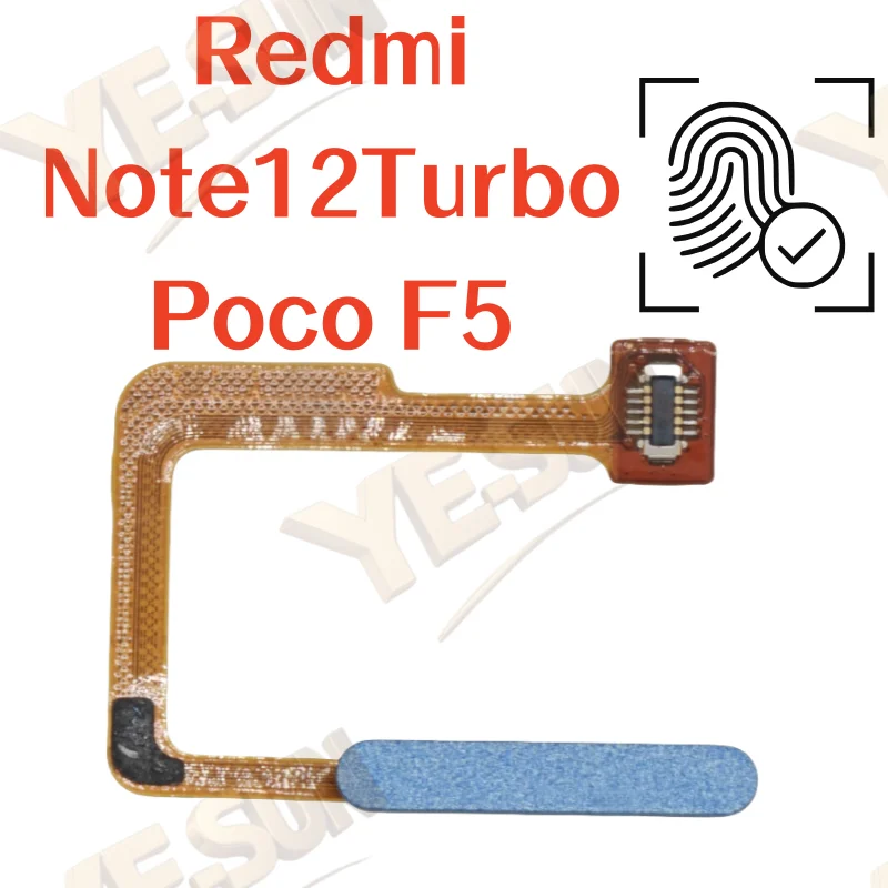 For Xiaomi Redmi Note 12 Turbo / Poco F5 Fingerprint Sensor Home Return Key Menu Button With Side Power On Off Flex
