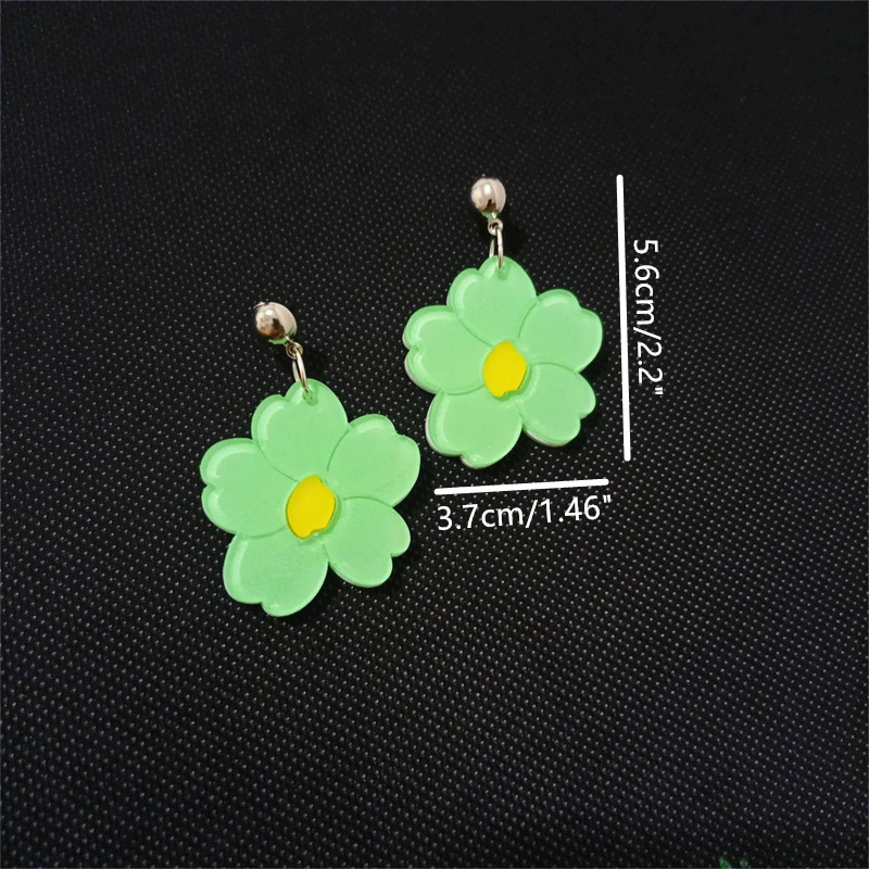 KUGUYS Flowers Vintage Drop Earrings Women Summer Pink Green Acrylic Jewelry Accessories image 3