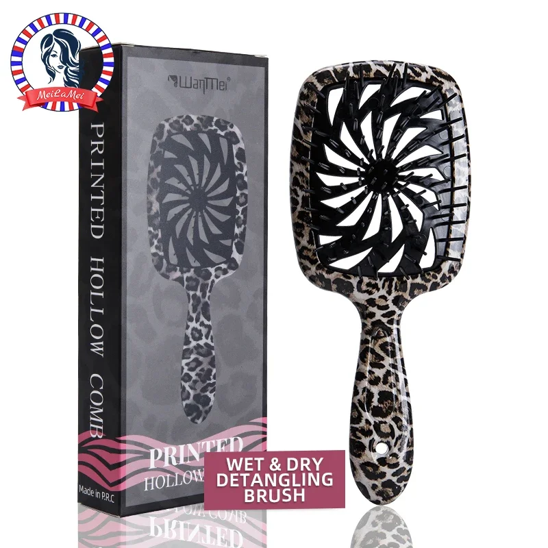 WANMEI Leopard Print Anti-Static Hair Comb: Scalp Massage Comb for Wet/Dry Styling - Salon/Barber/Home Use Boxed Comb