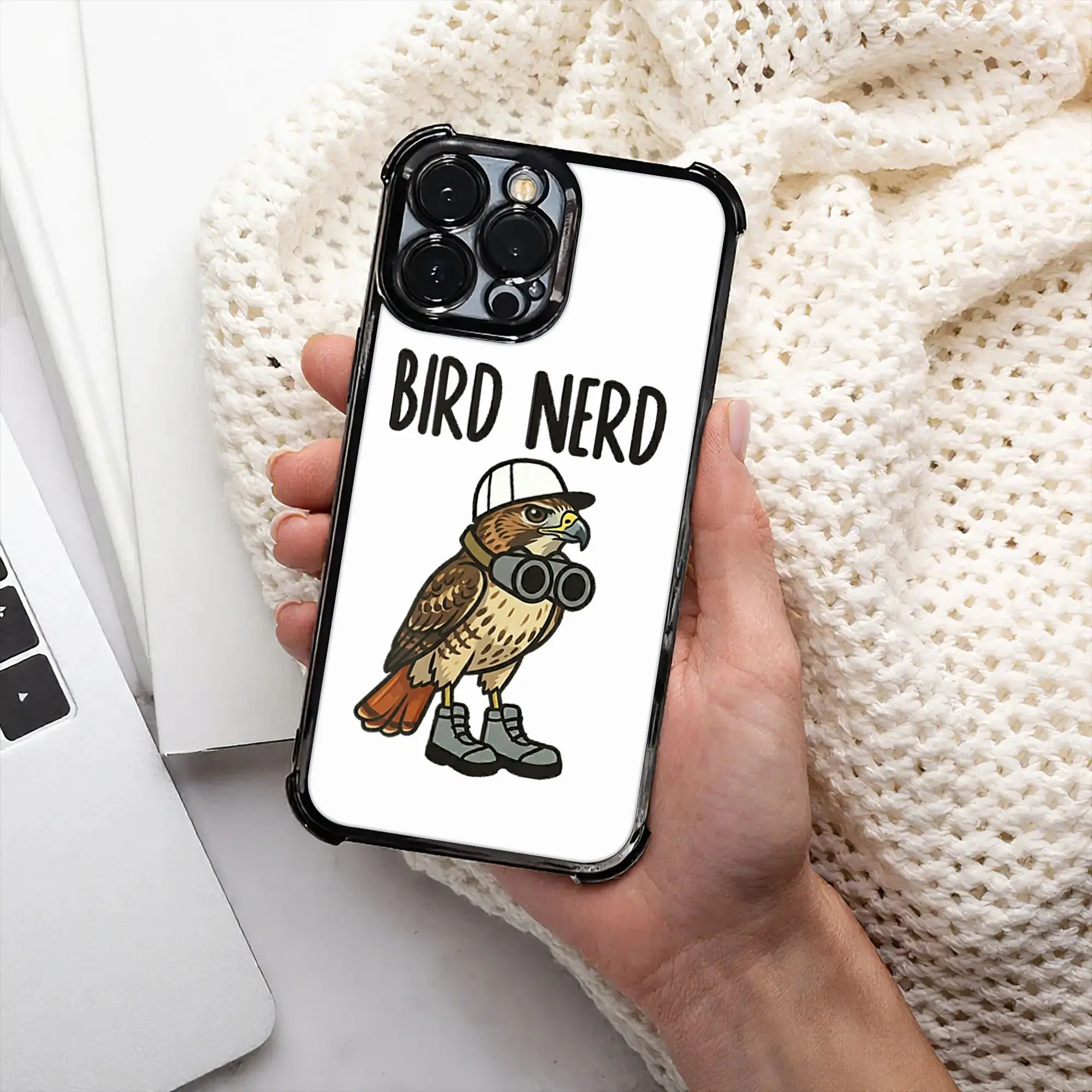 Funny Bird Nerd Watching Red Tailed Hawk Nature Art Phone Cover Electroplating Process phone case for iPhone Various Models