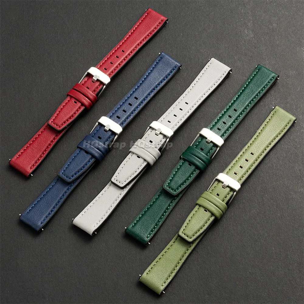 Soft Leather Watch strap 10/12mm 14mm 16mm Ultra-thin Watchband Quick Release Silicone wristband Universal Replacement Bracelet
