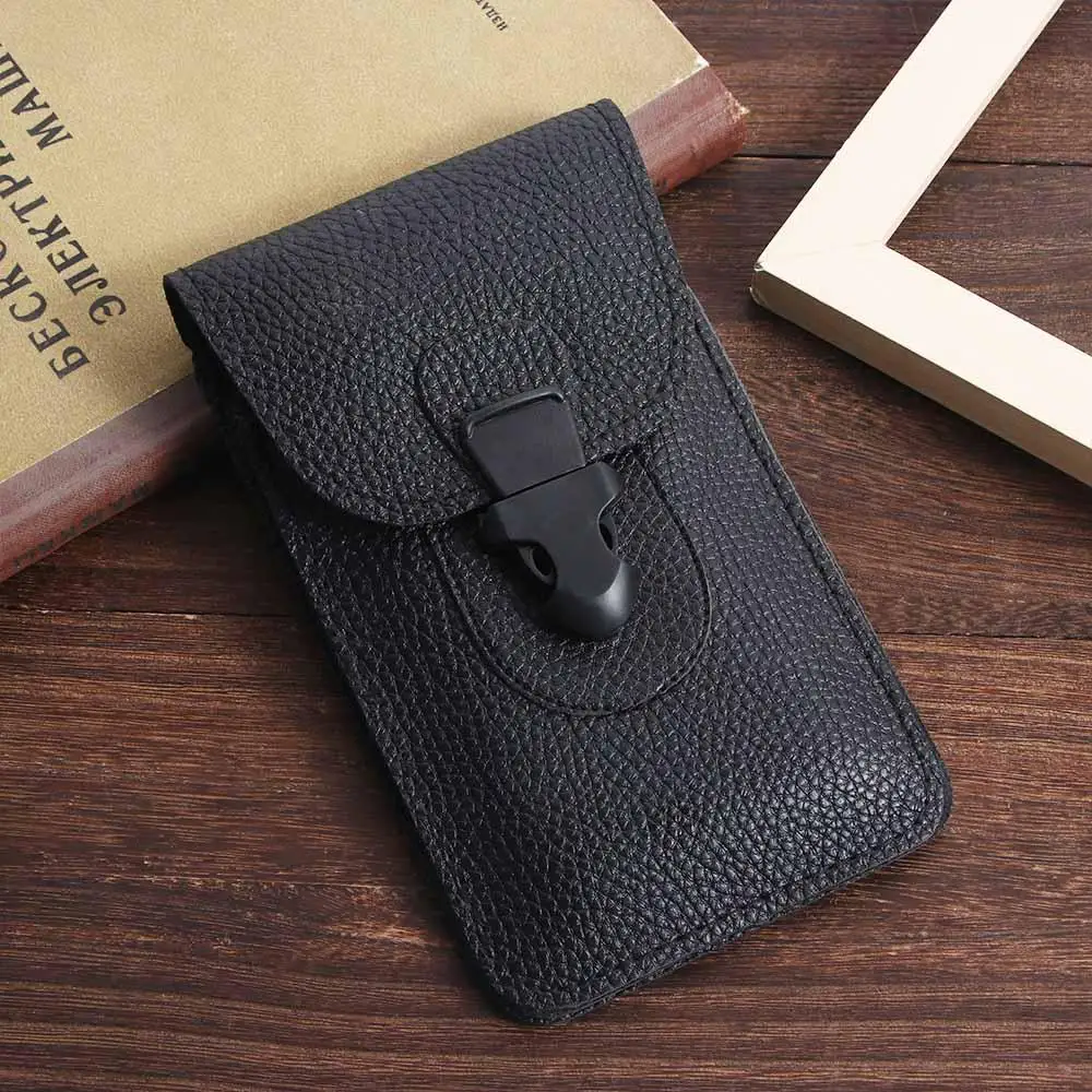 Men Multifunctional Phone Holder Through Belt PU Leather Waist Bag Sport Purse Phone Holster Belt Pouch