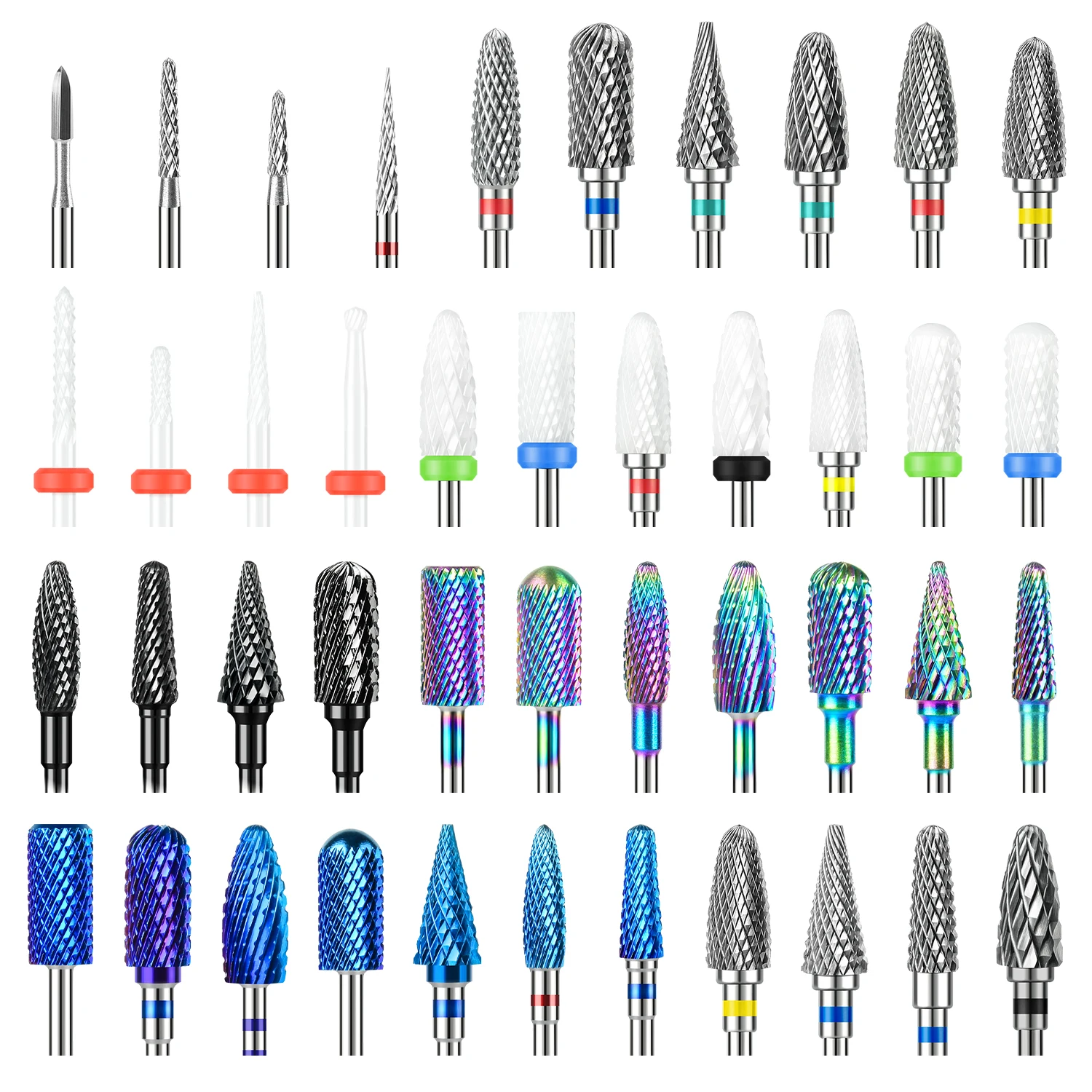 67Types Ceramic Tungsten Nail Drill Bits Milling Cutter For Manicure Pedicure Nail Files Buffer Nails Art Equipment Accessoriess