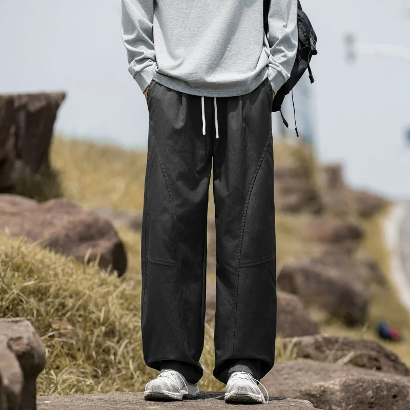 

Autumn Pants Loose Gyms Jogger Wide Leg Catgo Pants Mens New Fitness Sportswear Causal Elastic Waist Sweatpants Outdoor Trousers