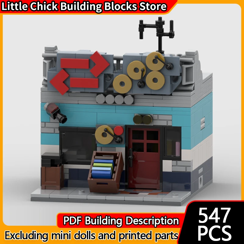 

Модель City Street View MOC, строительные кирпичи, небольшой магазин записей, модульная технология, детские праздничные подарки, сборные игрушки, костюм