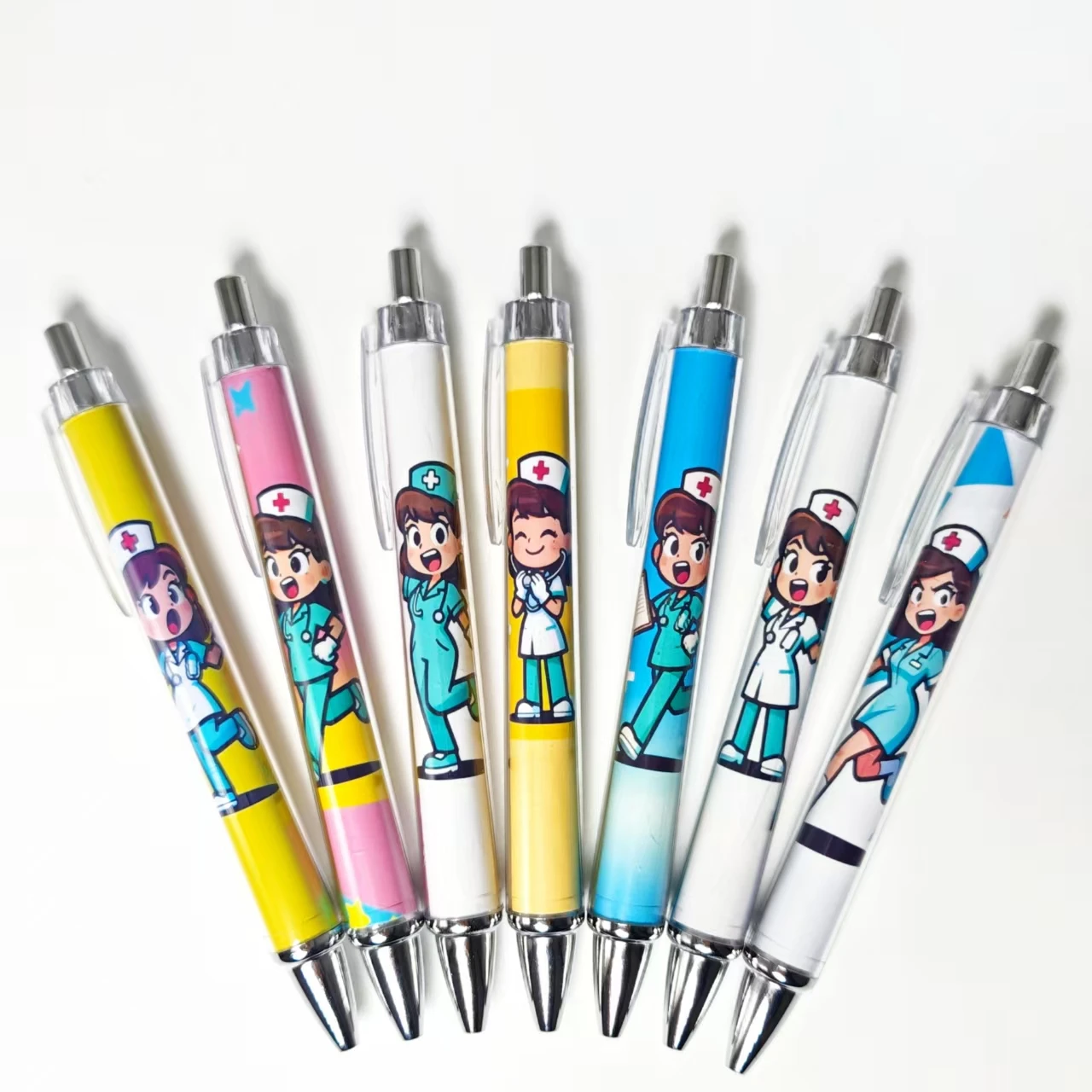 

8pcs/15pcs Medical Nurse Theme Ballpoint Pen Press Pen Daily Office Student Learning Stationery Gift Pen