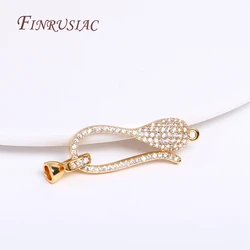 Classic 18K Real Gold Plated End Beads Fastener Clasp For Pearl Necklace Making,Luxury Cubic Zirconia Connector Clasps Findings