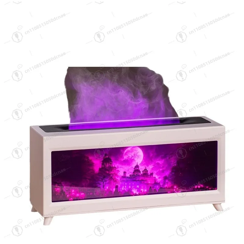 Castle Forest Night Light Super Fog Humidifier Essential Oil Household Diffuser Bedroom Flame Fireplace Aromatherapy Machine