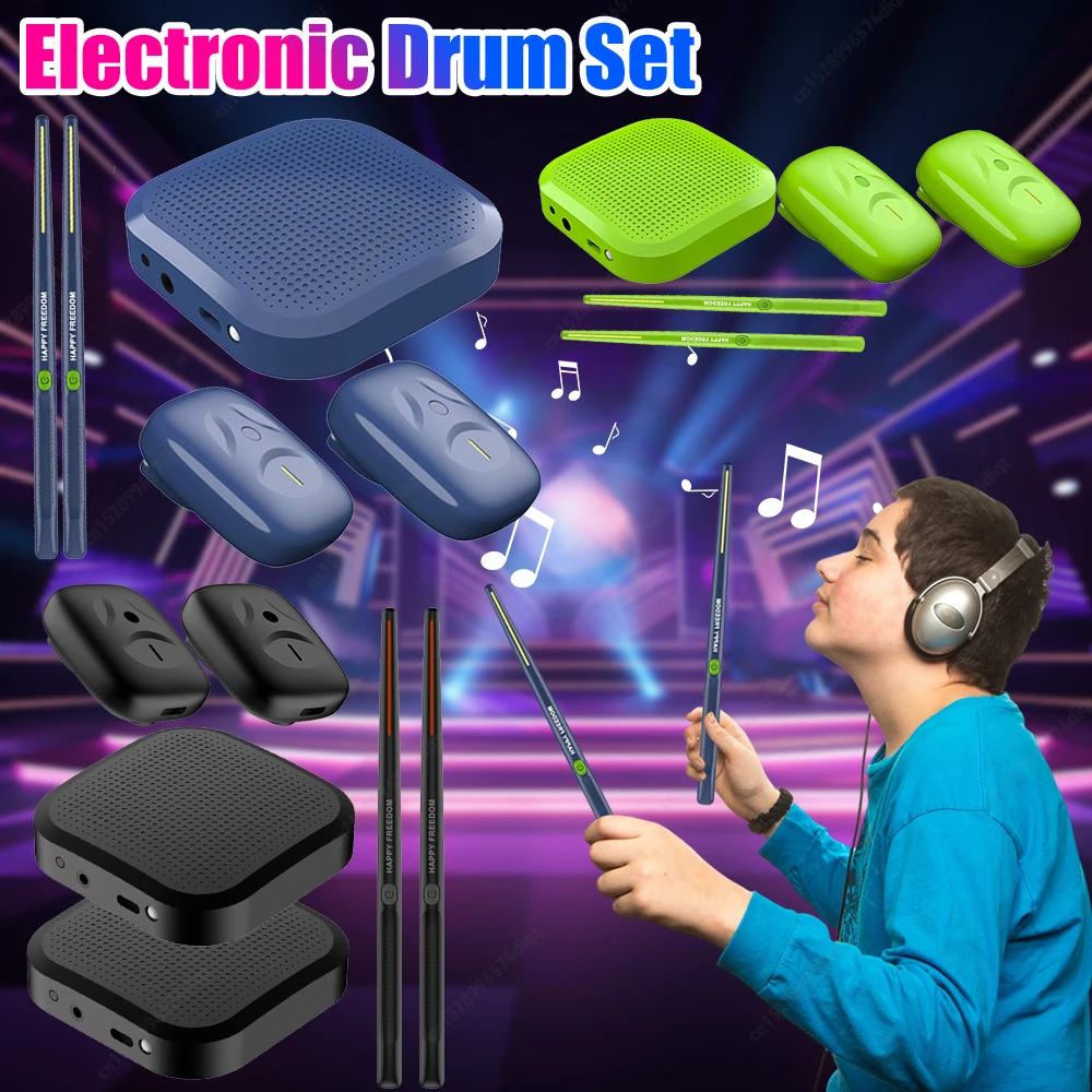 

Air Drum with Drumsticks Sets Portable Electronic Virtual Air Drum Drumsticks Pedals Professional for Beginners Children Adults
