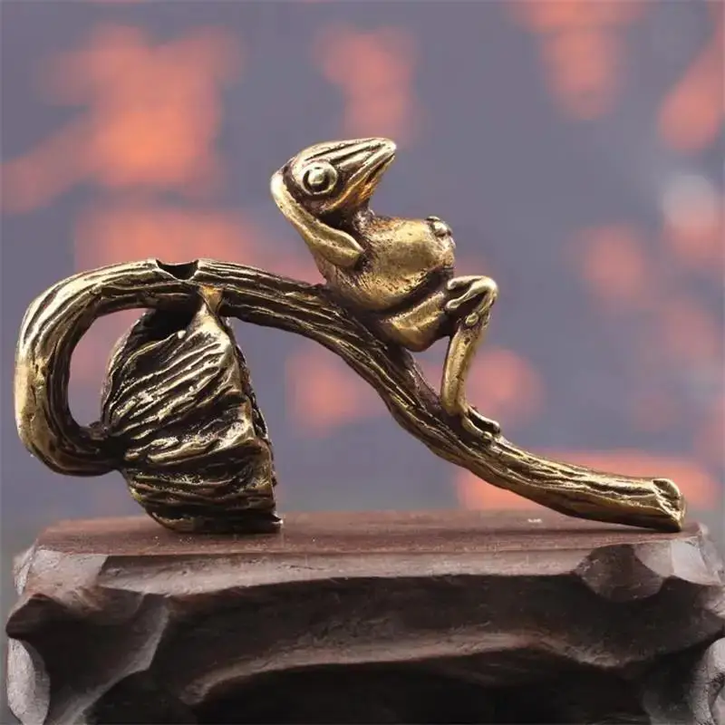 1 Stück Antiker Kupfer-Lotussamen-Frosch-Räucherstäbchenhalter für Teezeremonie, Heimdekoration, Kunsthandwerk