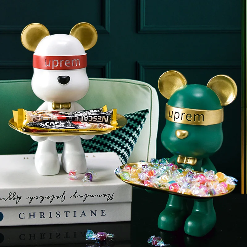 صينية الدب العنيف الإبداعية باللون الأحمر الصافي لتخزين غرفة المعيشة وخزانة التلفزيون وديكورات المنزل المكتبية #1