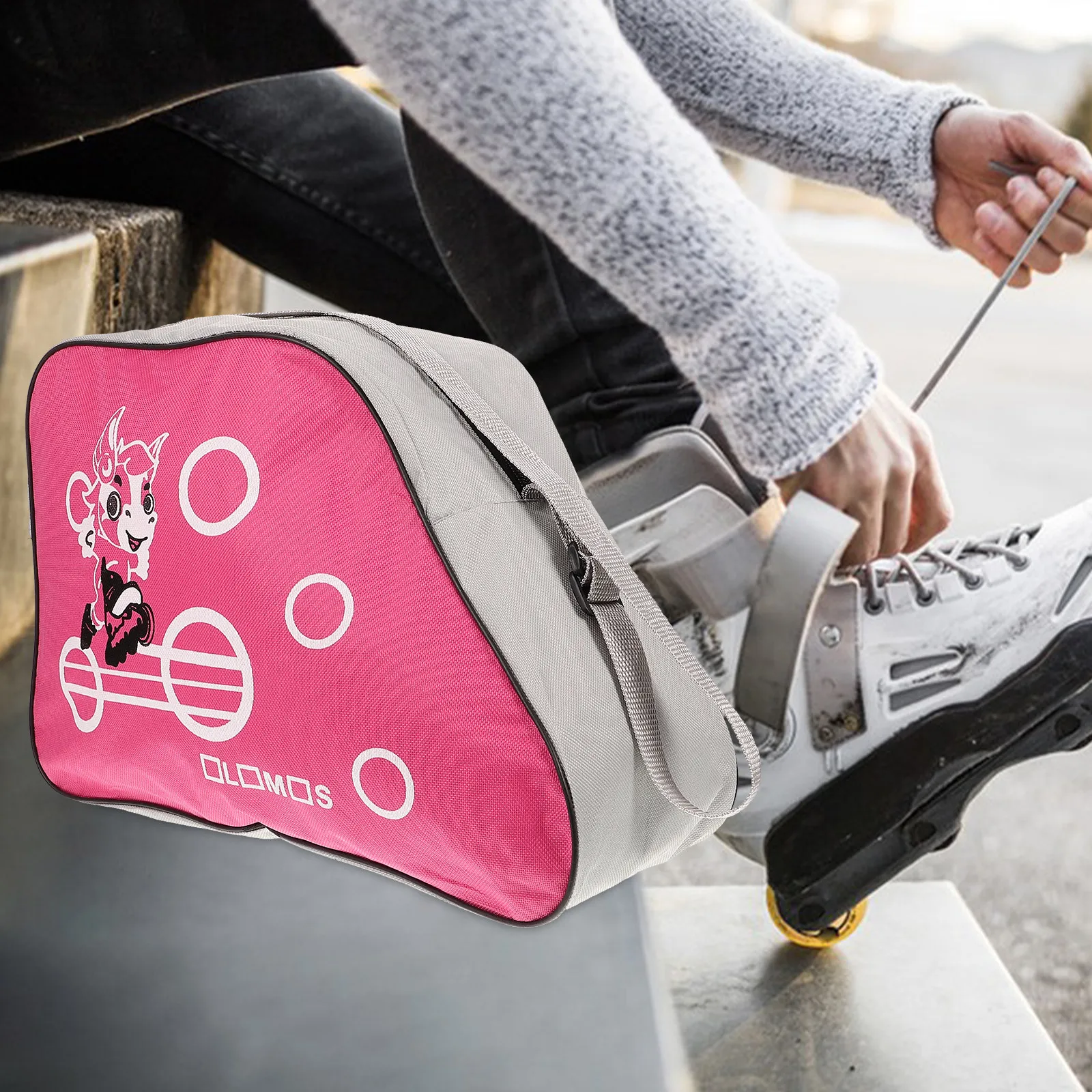 

2Pcs Skates Storage Bag Heavy Duty Roller Skate Accessories Zipper Pouch Fashion Bright Color Skating Shoe Container