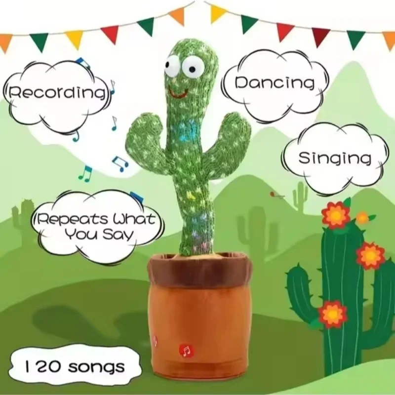 เด็กเต้นรําพูดคุยของเล่นกระบองเพชร Interactive Talking Sunny Cactus อิเล็กทรอนิกส์ Plush ของเล่นตกแต่งบ้านสําหรับเด็ก Xmas ของขวัญ