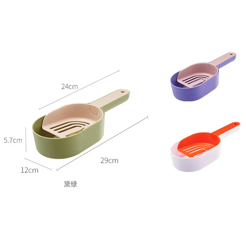 Dual-use detachable two-colour multi-functional cat litter  shovel scooper spoon 2-in-1 portable cat poop scooper pet supplies