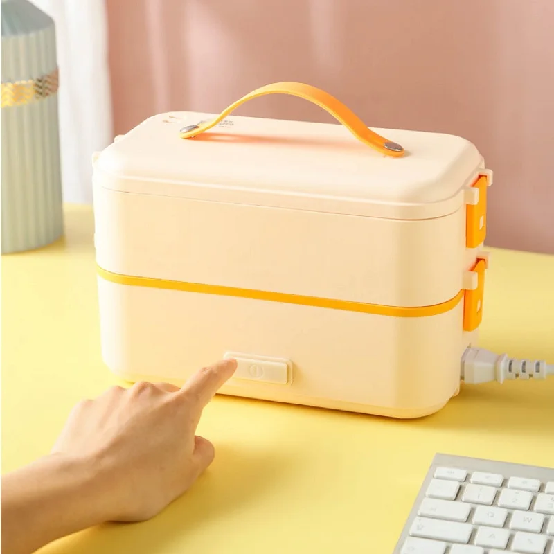 110V 220V Electric Lunch Box Electric Hot Pot Multifunctional Double Layer Quick Hot Stainless Steel Bento Box Food Warmer