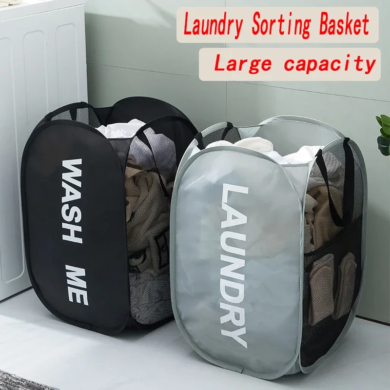 Laundry Basket Folding Large Washable Clothes Toy Storage Organizer Space Saving Laundry Basket Dorm Travel Bathroom Items ﻿