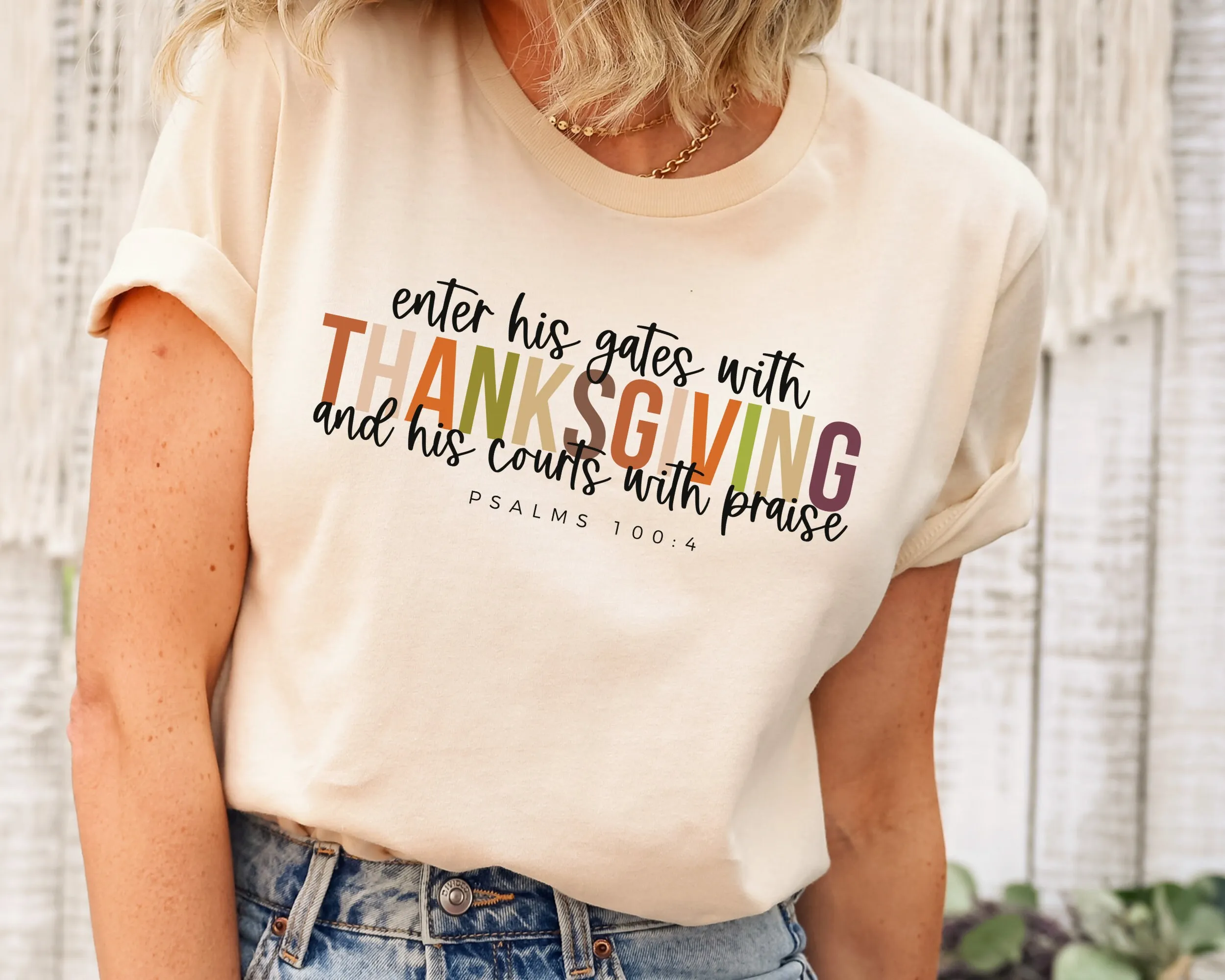 Вход его ворота с футболкой на День Благодарения с цитатой, осень, христианское, благодарственное благословение Вход его ворота с футболкой на День Благодарения с цитатой, осень, христианское, благодарственное благословение