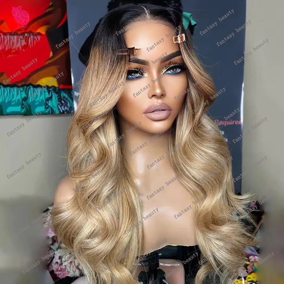 

Ombre Honey Blonde 4/27 360 Frontal Human Hair Full Lace Wig Ombre Brown 5x5 Lace Closure PrePluck 13x6 HD Transprent Lace Front
