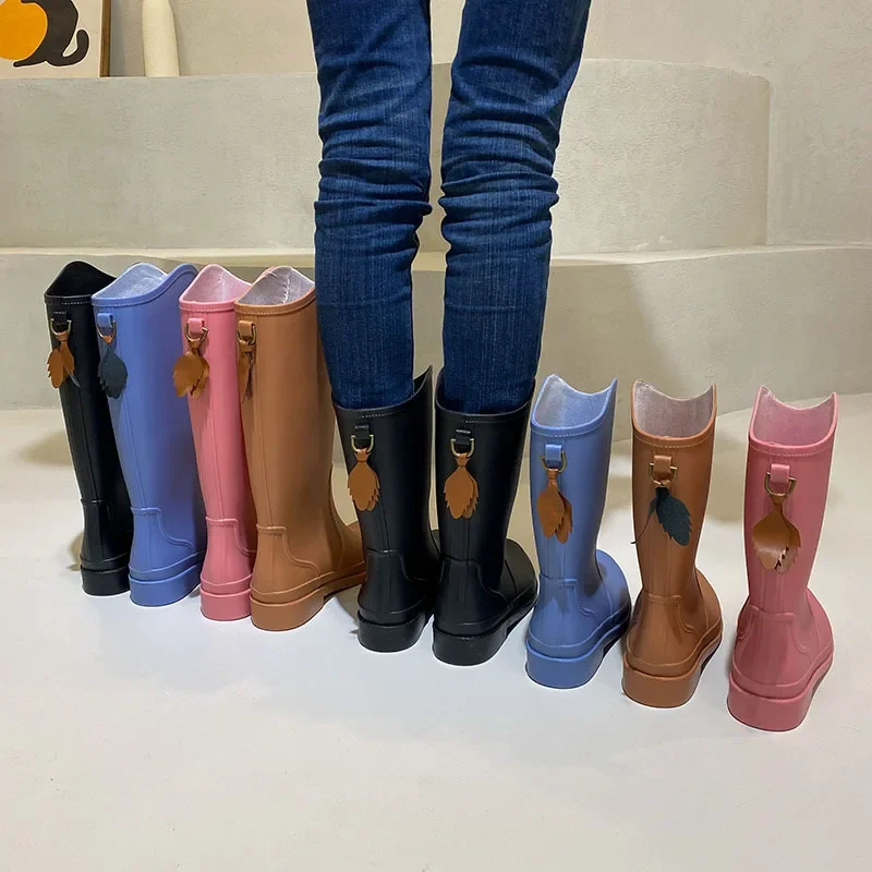 Slim Fit High Tube Outdoor Ladies Rain Boots New Fashion Anti-slip Waterproof Rain Boots Women Shoes Work Safety Water Boots