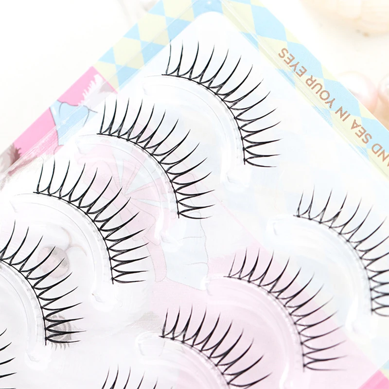 رموش K-Pop Idol 5 أزواج على شكل حرف U رموش مجموعة فتاة طبيعية اختر شريط أسود أو شفاف تأثير رفع العين الطبيعي