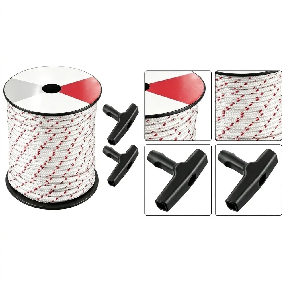 4mm Thick 100ft Pull Cord for Lawn Mowers Generators Chain Saws and Small Engine Applications with Dual Grip Handles