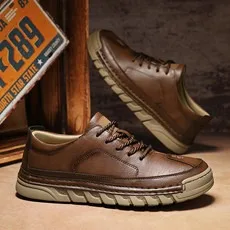 

Mens Leather Casual Shoes Lightweight Comfortable Soft Soled Walking Shoes Lace Up Daily Commuting Business Sneakers for Man