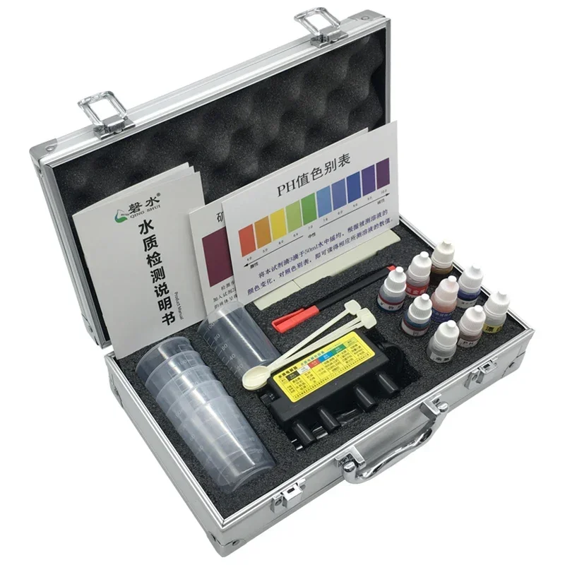 Water quality testing toolbox TDS testing pen Electrolyser PH residual chlorine calcium magnesium hardness mineral reagent kit
