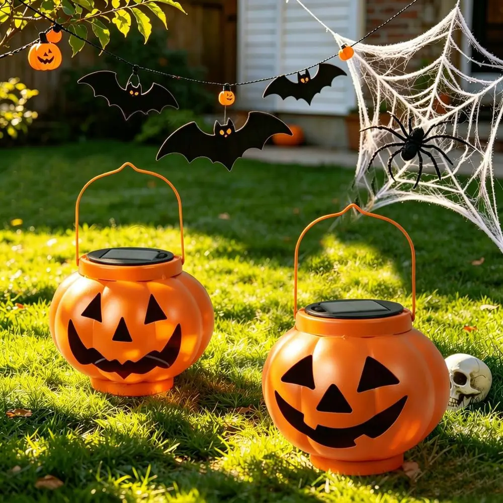 Waterproof Solar Iron Pumpkin Lantern Garden Lighting Outdoor Decor Creative Metal Lamp For Patio Yard Halloween Atmosphere