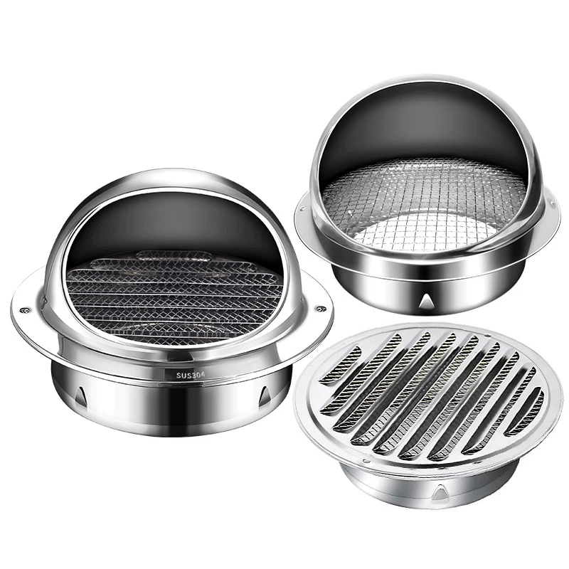 【K】Stainless Steel Wall Ceiling Air Vent Ducting Ventilation Exhaust Grille Cover Waterproof Outlet Vents Cap for Home Hardware