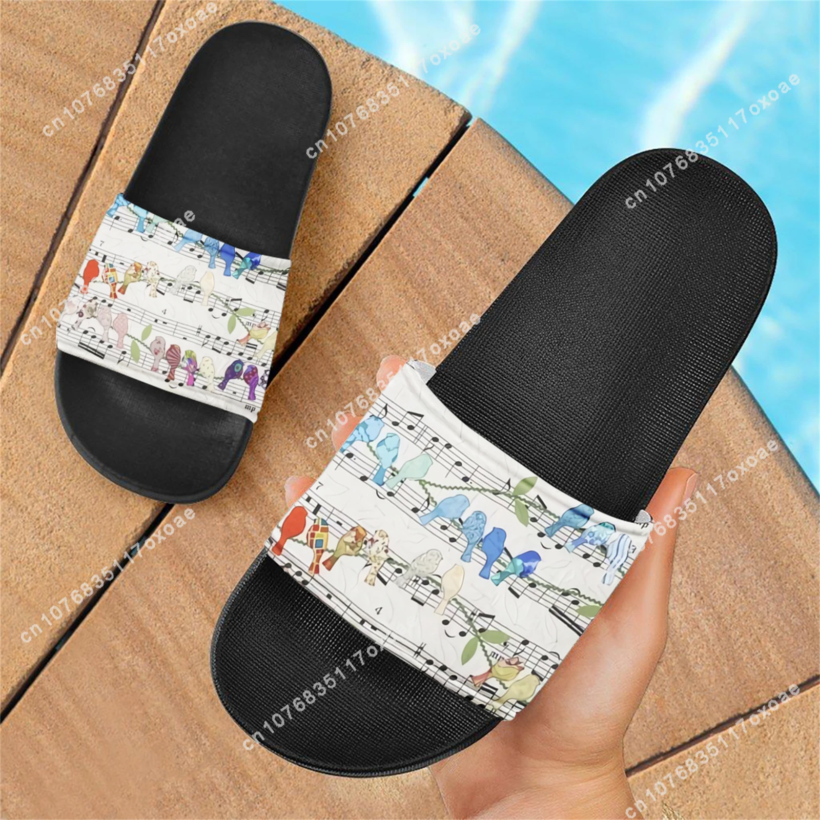 Piano Note Bird Music Theme Design Sandals Female Comfortable Light Slippers Indoor and Outdoor Adult Children Soft Sole Slides