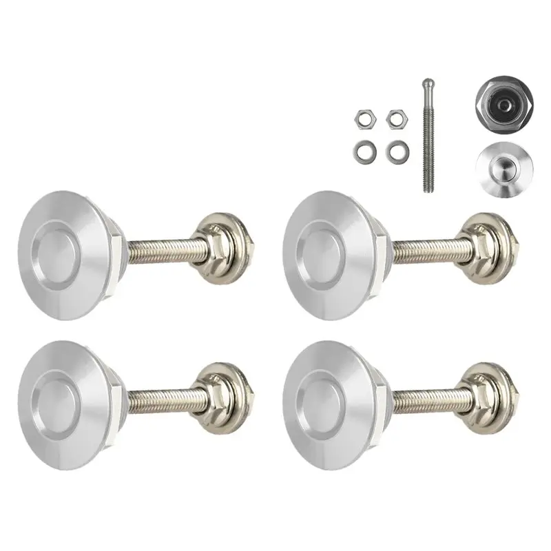 20X Quick Release Push Hood Latch Button Car Pin Bonnet Lock Bumper Clip Latches Silver-M54K