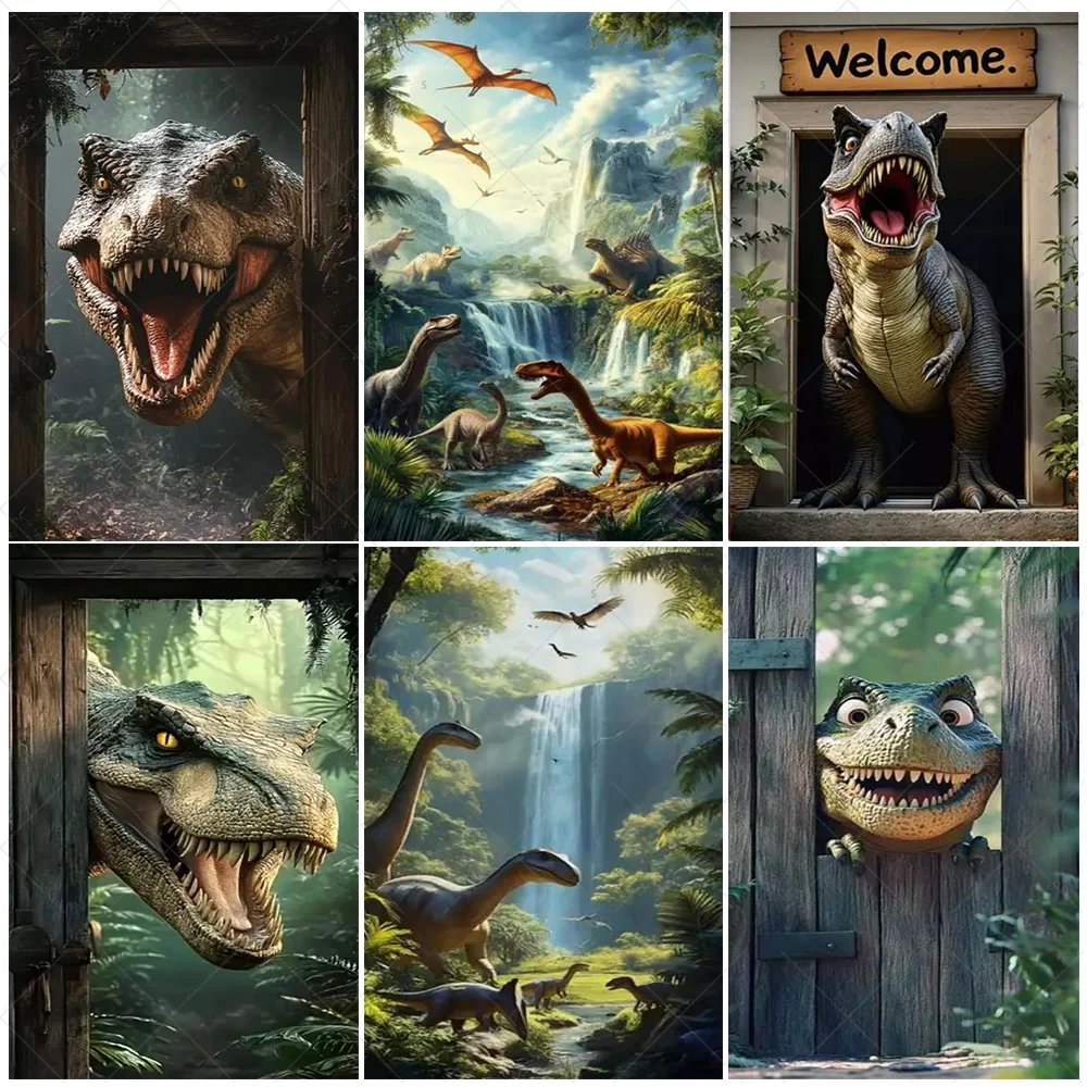 

Dinosaur Jungle Birthday Party Photography Background Decoration Room Door Hanging Cloth Decor Backdrop For Photo Studio Prop