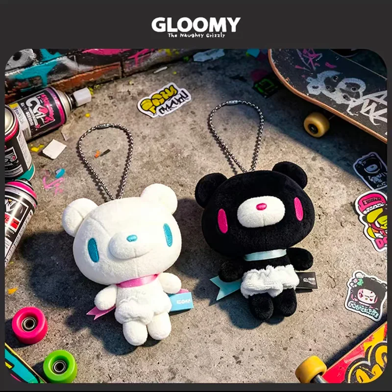 

Gloomy Bear Dual Color Plush Pendant Kawaii Bear with Ribbon Soft Touch Hanging Ornament Stylish Bag Charm Suitable for Daily