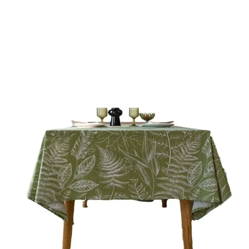 Waterproof Table Cloth Durable Dining Table Cover Print Heavy Fabric Rectangle Sage Green Non-fading Strong Abrasion Resistance