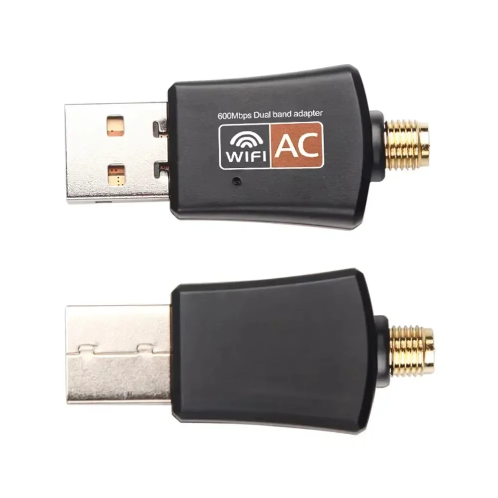Adaptador wifi USB de doble banda de 600Mbps, WiFi de 2,4 GHz y 5GHz con antena, Mini ordenador, receptor de tarjeta de red