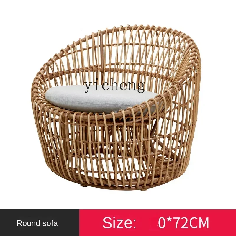 V5.19 Outdoor Rattan Rattan Sofa Balcony Courtyard Bed & Breakfast Couch Rattan Table and Chairs Tea Table