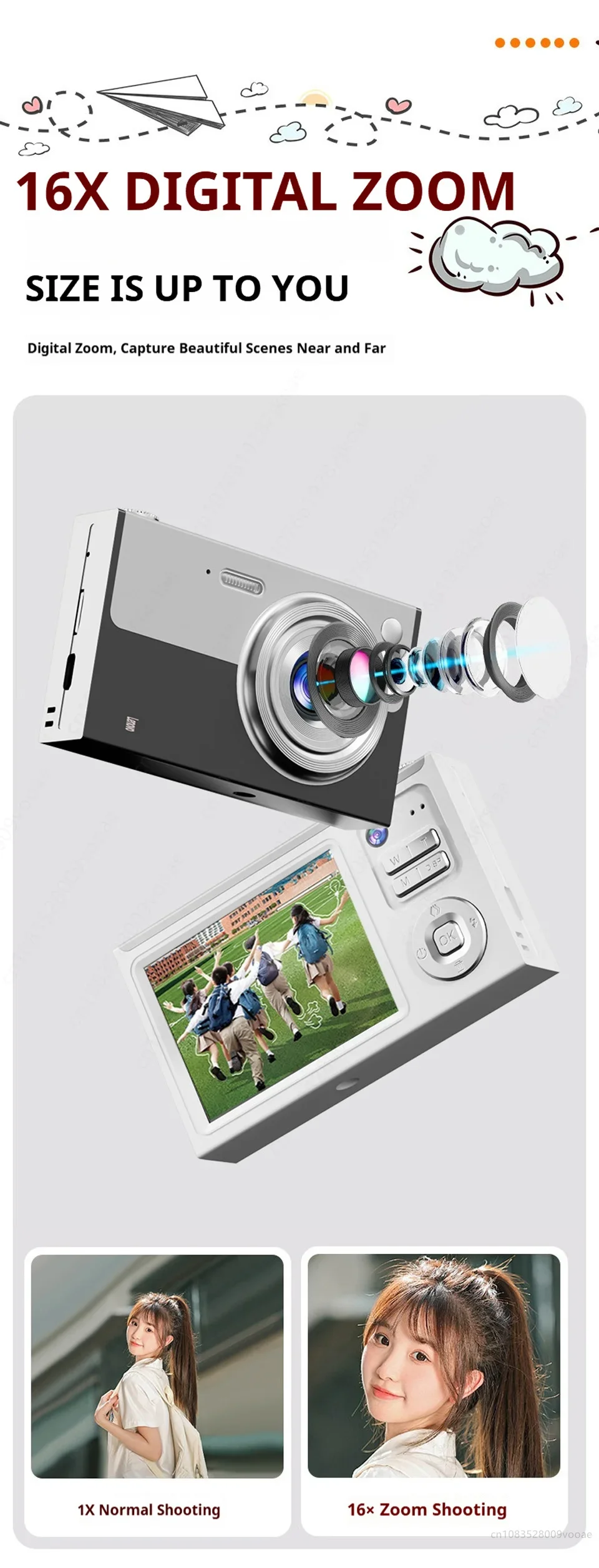 Lenovo XJ22 4K Digitalkamera 1000mAh 64MP HD Schüler-CCD-Kamera mit Anti-Shake-Funktion 2,8-Zoll-Bildschirm Selfie-Kamera für Kinder und Erwachsene Geschenk – Detail 6