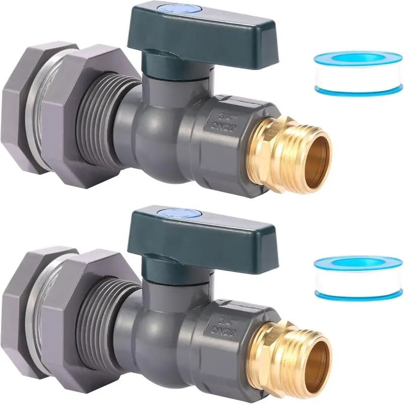 3/4" For Water Bucket PVC Garden Diverter Kit- 2 Set- Rain Bucket Spigot Kit For Water Tanks, Aquariums Tubs, Pools