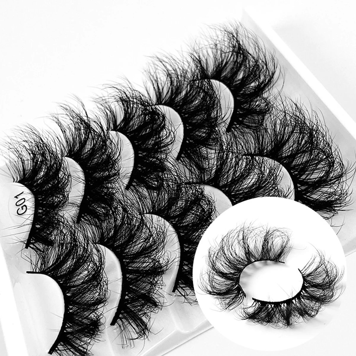 Lashes Natural Look Fake Eyelashes - QSTY False Eyelashes 5D Super Fluffy False Lashes Black Band Wispy Lashes 5-Pack Faux Mink