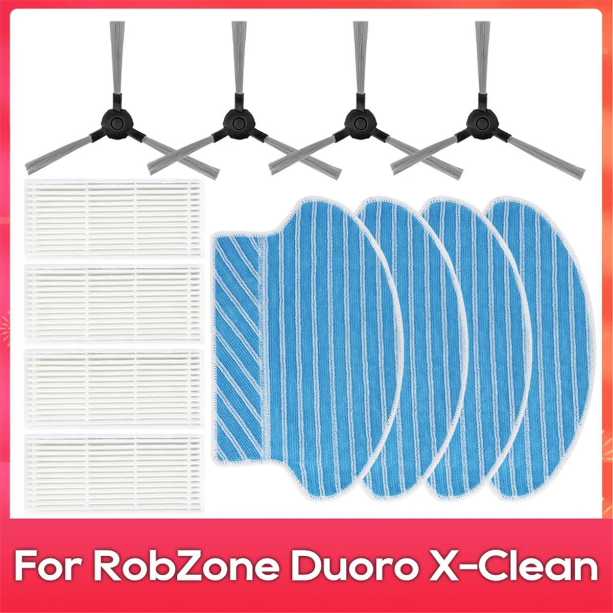 Para RobZone Duoro x-clean Robot aspiradoras repuestos accesorios Cepillo Lateral filtro Hepa paño de mopa paño de limpieza