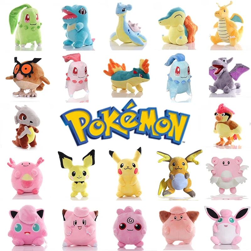 20cm Pokemon Wigglytuff Pikachu Plush Toy Kawaii Cubone Chikorita Quilava Hoothoot Doll Anime Dragonite Kids Gifts Room Decor