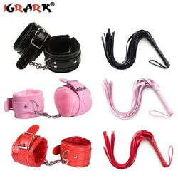 Adjustable Women Sex Plush Handcuffs BDSM Bondage Ankle Cuffs Erotic Whips Adult Games Sex Toys for Couples Flogger Cosplay Tool