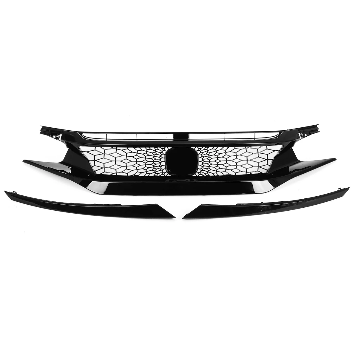 Honeycomb Mesh Front Grille + Light Eyebrow Set Front Bumper Racing Grill Headlight Eyelid For Honda For Civic 2016-2021