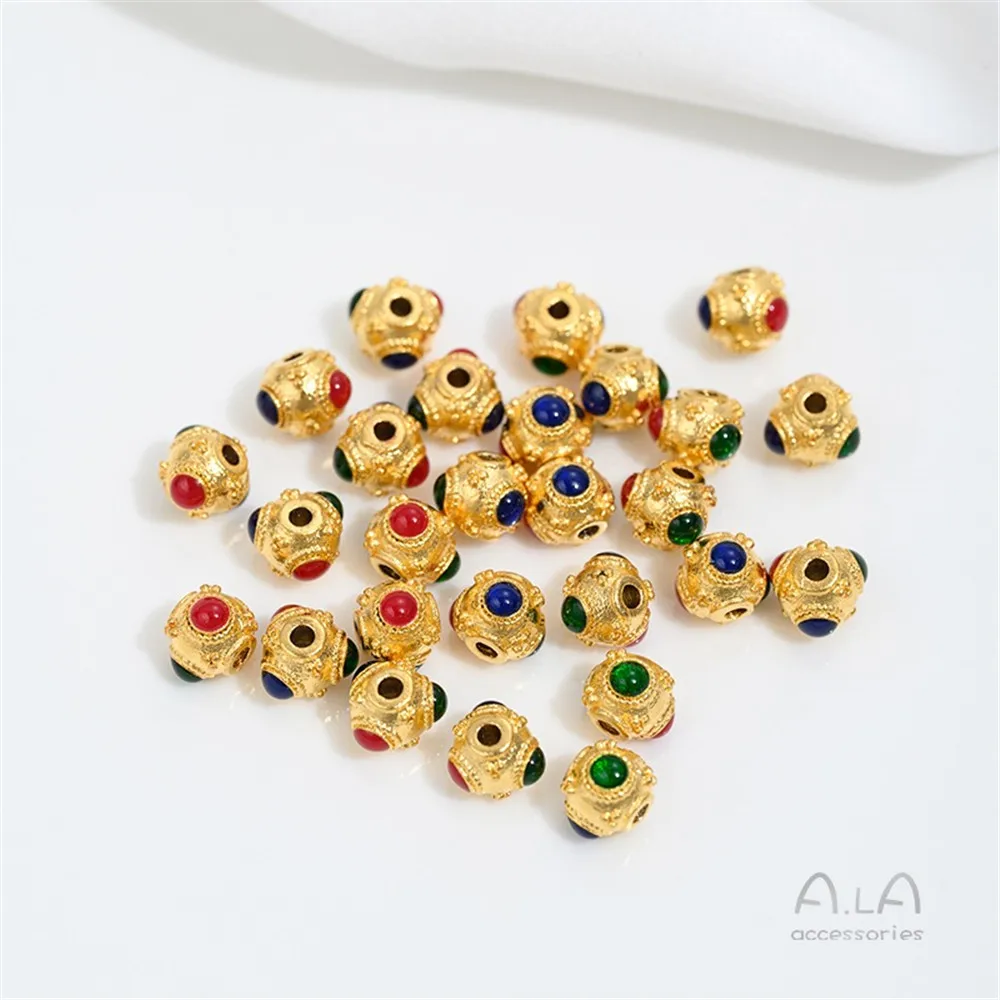 Vietnamese Sand Gold Pink Drip Oil Barrel Beads Dragonfly Beads Butterfly Gourd Flower-shaped Bead String Accessories - Image 6