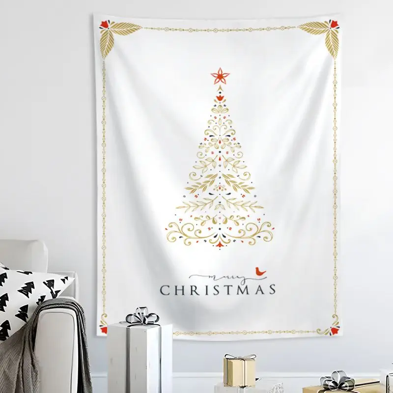 VIKAMA Pattern Christmas Tree Christmas Tapestry, High Definition Wear-Resistant Fabric Wall Hanging for Living Room