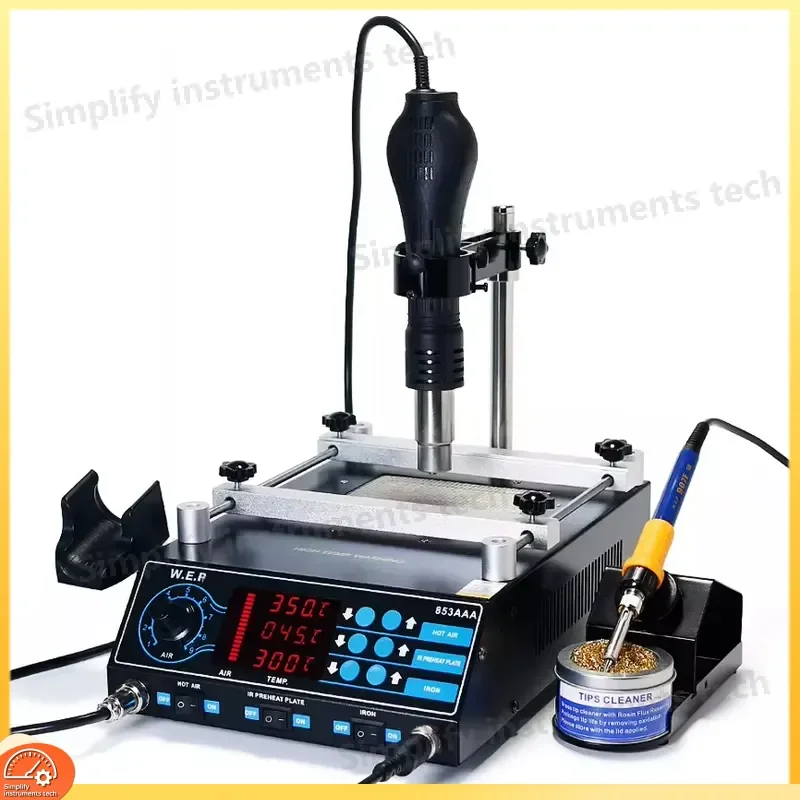 853AAA 3 in 1 BGA Rework Station SMD Welding Iron Preheater Hot Air Gun PCB Repair Tool Digital Display Desoldering Equipment