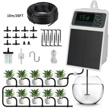 Ulepszony solarny system nawadniania kropelkowego, automatyczne podlewanie roślin, akcesoria do domu i ogrodu, na balkon, do szklarni, do roślin wiszących.