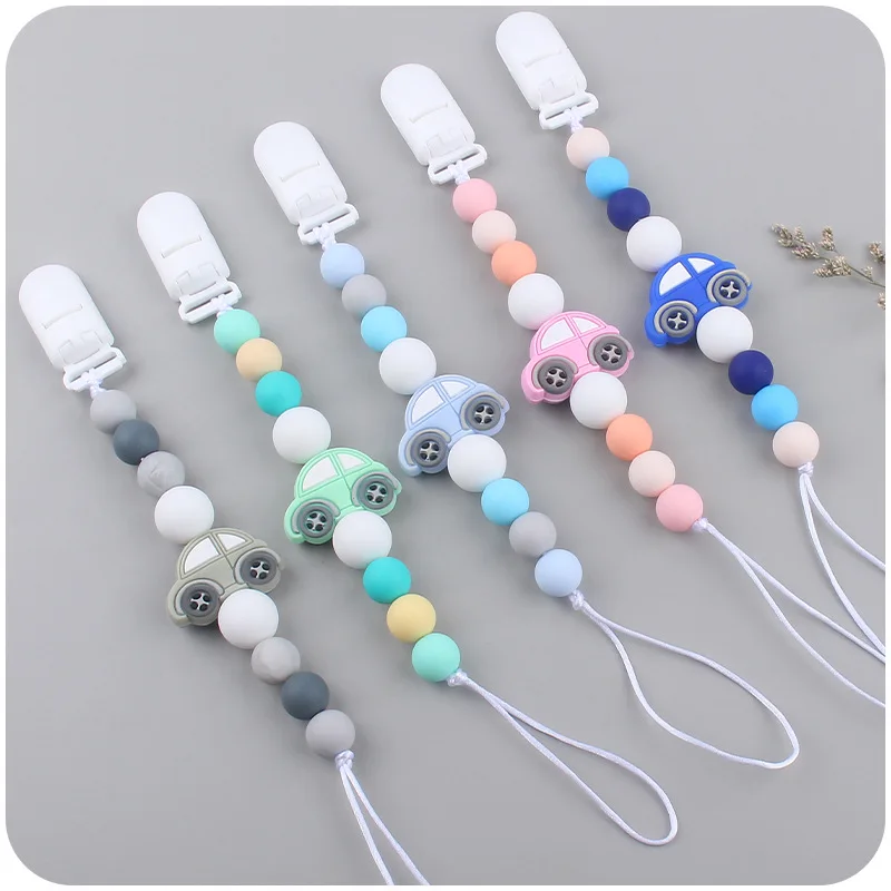 ABCPICK Baby Teether Cartoon Cars Pacifier Chains Toddler Baby Nipples Holder Clips Newborn Infant Pacifier Teether Accessories