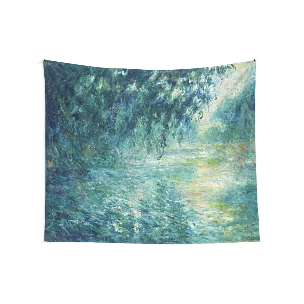 Claude Monet Morning on the Seine Tapestry Room Decorating Aesthetic Wall Decoration Items Tapestry