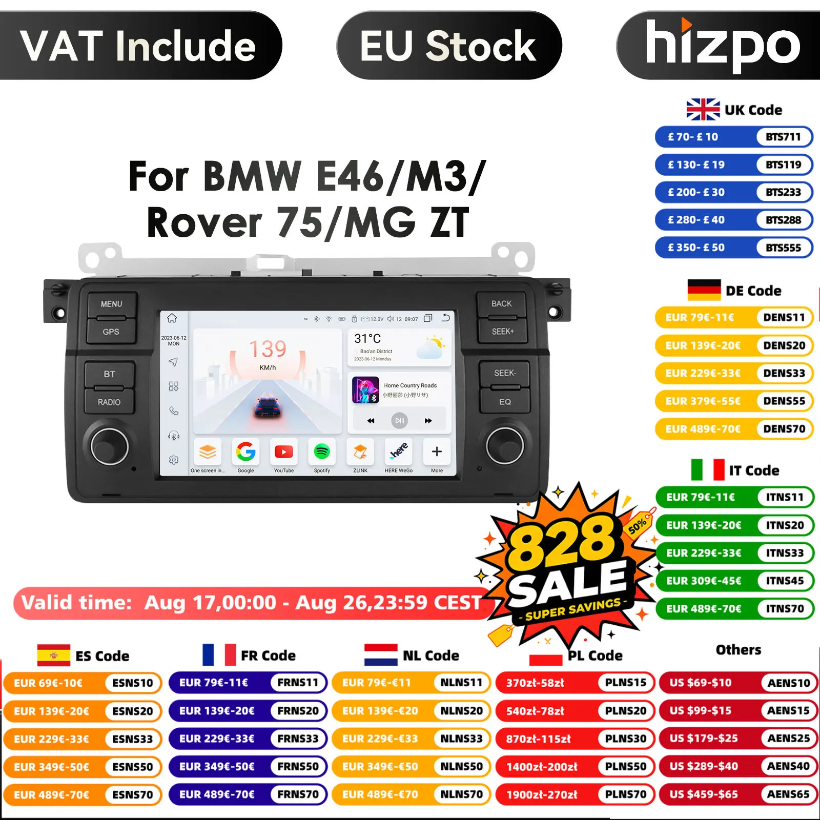 Carplay 8g 128g android autoradio gps für bmw e46 m3 rover 75 coupe///multimedia navigation wifi stereo rds bt